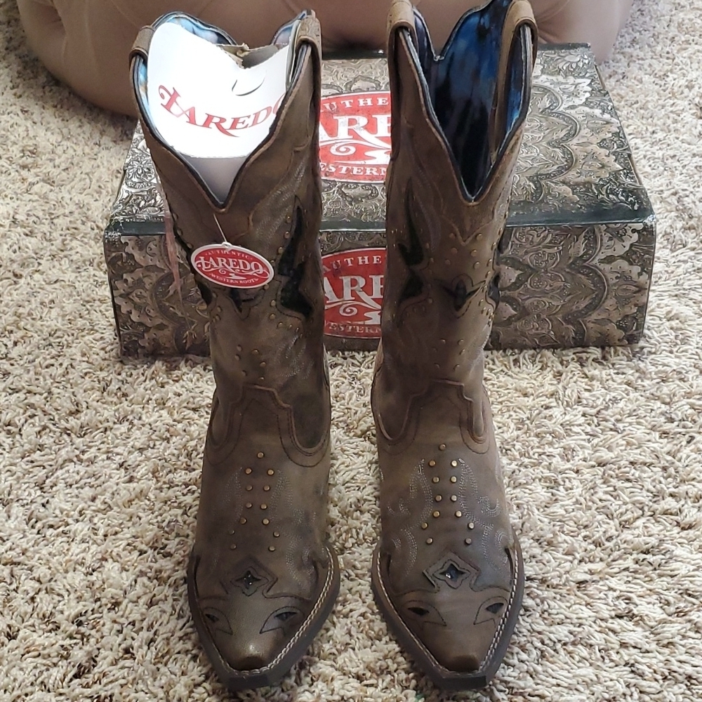 Authentic Laredo Cowgirl Western Country Leather Boots NWT - Picture 2 of 16